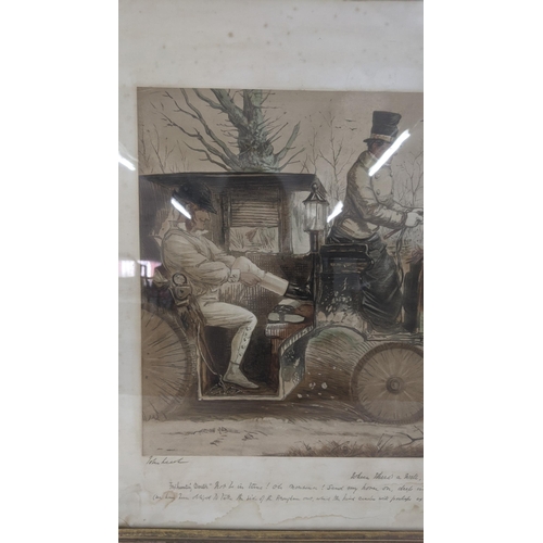 431 - A framed and glazed John Leech (1817-1864) A Friendly Mount, Gone Away, Where There's a Will, There'... 