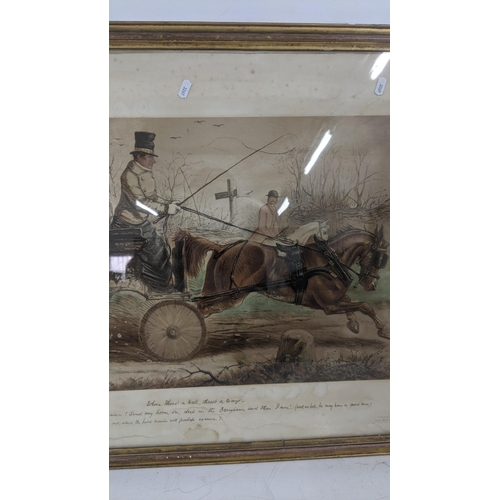 431 - A framed and glazed John Leech (1817-1864) A Friendly Mount, Gone Away, Where There's a Will, There'... 