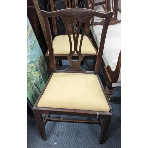 151 - Nine Chippendale style mahogany pierced splat back dining chairs to include George III chair with be... 