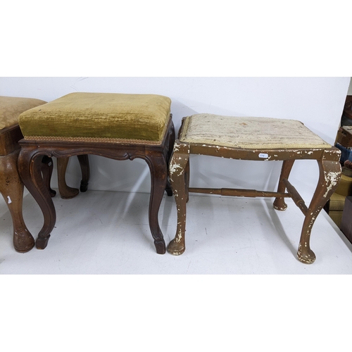 153 - Four stools to include an early 20th century walnut stool on a pad shaped feet
Location: A3M
If ther... 