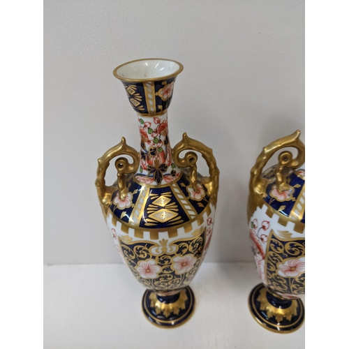 167 - A pair of Royal Crown Derby Imari pattern vases, one A/F
Location: 1.3
If there is no condition repo... 