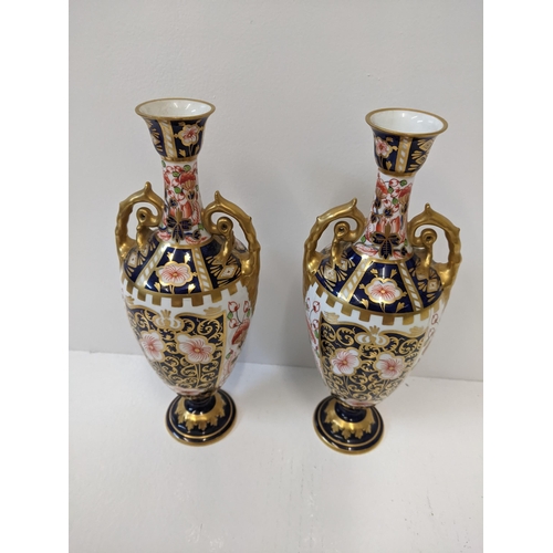 167 - A pair of Royal Crown Derby Imari pattern vases, one A/F
Location: 1.3
If there is no condition repo... 