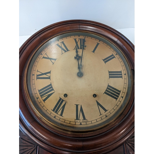 170 - An American cased mantel clock with Roman dial and pendulum marked 'R' and 'A', together with a maho... 