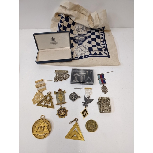 178 - Masonic related regalia badges and medals to include a Royal Arch collar jewel, a KHS Knight Compani... 