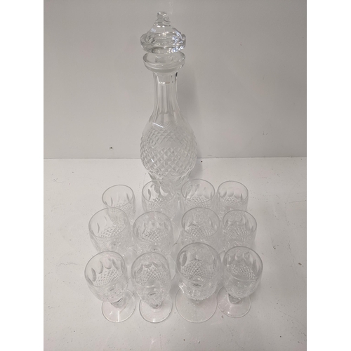 186 - A Waterford Crystal Colleen pattern decanter with twelve claret short stem glasses
Location: GL
If t... 