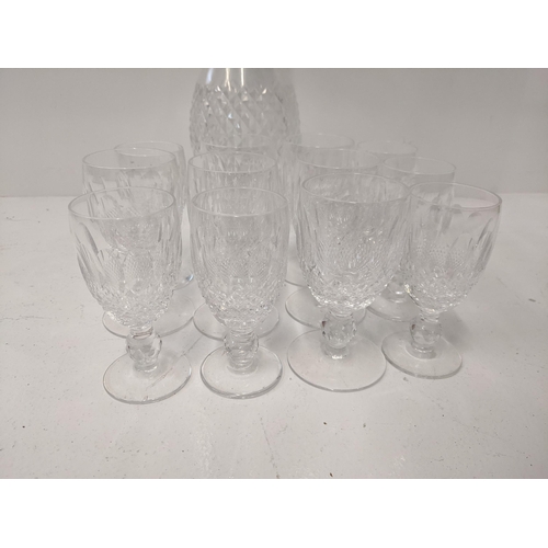 186 - A Waterford Crystal Colleen pattern decanter with twelve claret short stem glasses
Location: GL
If t... 