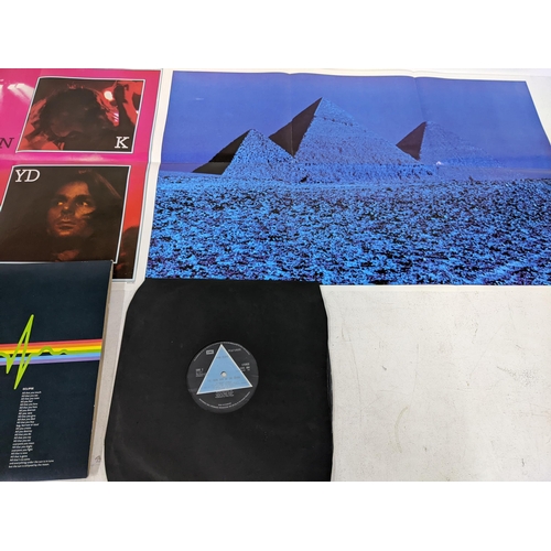 206 - Two Pink Floyd albums to include 'Dark side of the moon' with original posters and sleeve along with... 