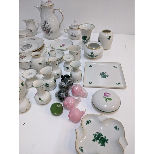 225 - A collection of Augarten porcelain to include vases, candlesticks, dishes and other items, and a Ros... 