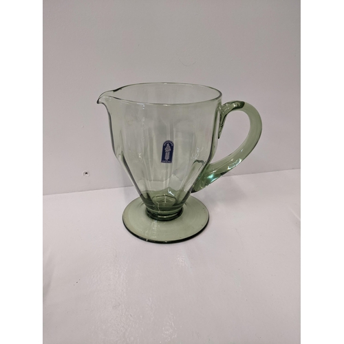 229 - A Whitefriars crystal green glass picture, a four glass tumbler set together with a Whitefriars purp... 