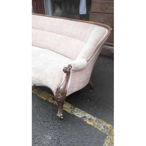 468 - A Victorian walnut framed two seater sofa with a mink coloured upholstery
Location:LB
If there is no... 