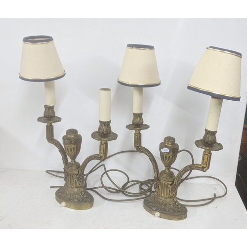 482 - A pair of early 20th century brass table lamps having floral cast decoration
Location:11.4
If there ... 