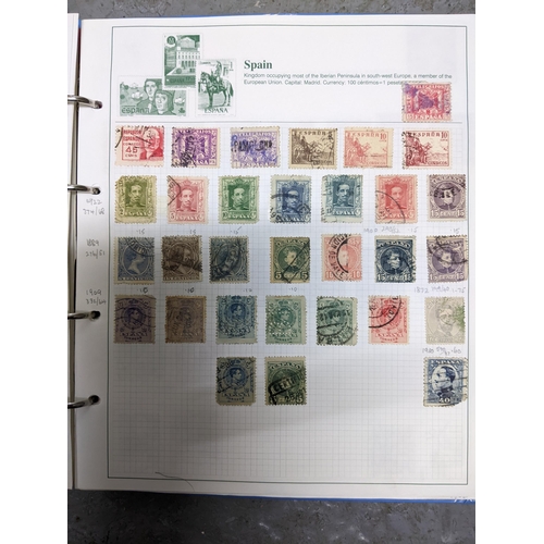 336 - A collection of worldwide stamps mounted in nine albums to include GB stamps, Chinese, Norwegian, Sp... 