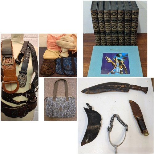 355 - A mixed lot to inlclude 20th Century leather belts a group of fashion bags, faux fur hat, credit car... 