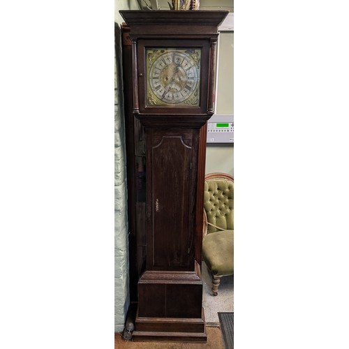 379 - An 18th century oak 8-day longcase clock, the gilt dial signed Andrew Knowles, Bolton, the movement ... 