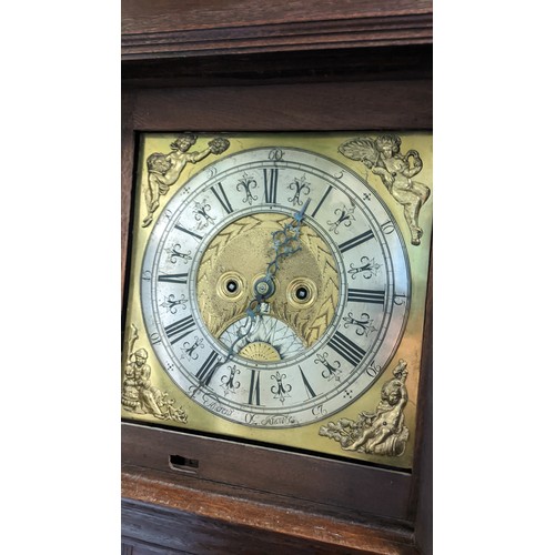 379 - An 18th century oak 8-day longcase clock, the gilt dial signed Andrew Knowles, Bolton, the movement ... 