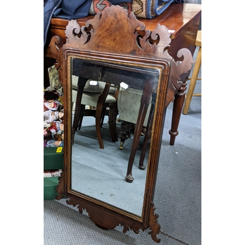 161 - An early 20th century mahogany Chippendale style wall hanging mirror 84.5cm h x 51cm w Location: A3B... 