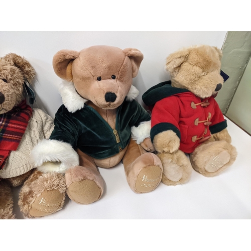 235 - A group of seven Harrods teddy bears to include years 1995, 1999, Millennium bears and years 2001, 2... 