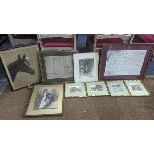 477 - A collection of framed and glazed prints to include an example titled 'The School Master at Home' H ... 