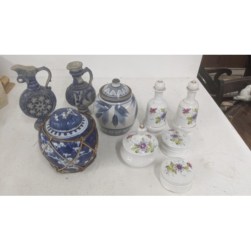 489 - A mixed lot to include a 19th century Chinese prunus pattern ginger jar, together with two 19th cent... 