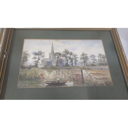 535 - Four framed and glazed watercolours to include two seascape scenes, one depicting sailboats, both si... 