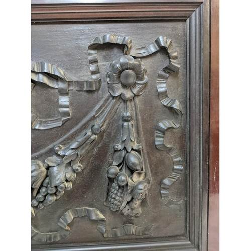 381 - A mid century mahogany panel with an ornate carving for the Imperial Tabaco Company that was display... 