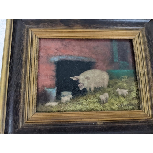 510 - N Barker - a set of three oil paintings on card of pigs and a calf, signed
 4.2ocation:4.2
If there ... 