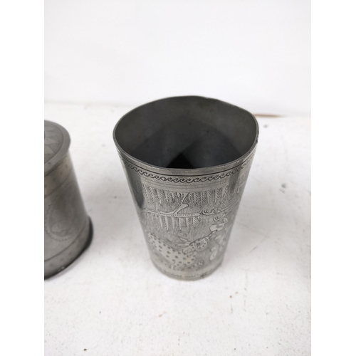 520 - Three Chinese pewter items, cups and tobacco box
Location:1.5
If there is no condition report shown,... 