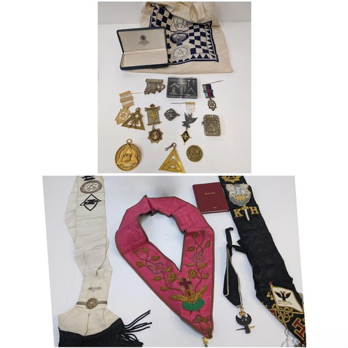 178 - Masonic related regalia badges and medals to include a Royal Arch collar jewel, a KHS Knight Compani... 