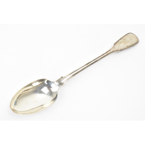 202 - A Victorian silver serving spoon, by William Eaton, hallmarked London 1841, in the fiddle pattern, e... 