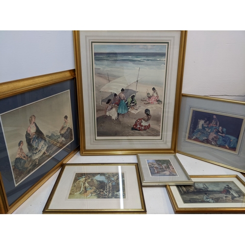 326 - Russell Flint prints to include picnic on the beach, signed in pencil 71cm x 51cm four unsigned and ... 