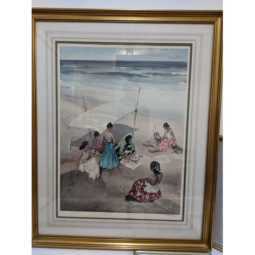 326 - Russell Flint prints to include picnic on the beach, signed in pencil 71cm x 51cm four unsigned and ... 