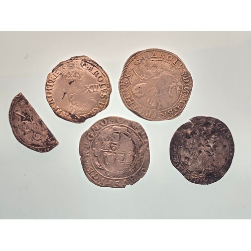 12 - Kingdom of England - Charles I (1625-1649), Mixed Silver Coinage to include, Halfcrown mm. Crown (75... 