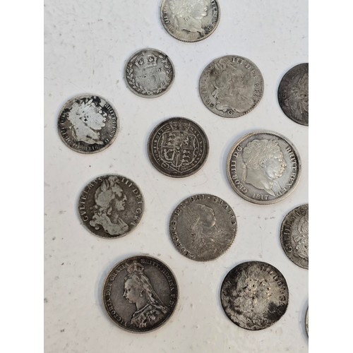 26 - Mixed British Silver Coinage to include 6x William III Sixpence 1696, 1697, 1697 (Chester), 1697 (Ho... 