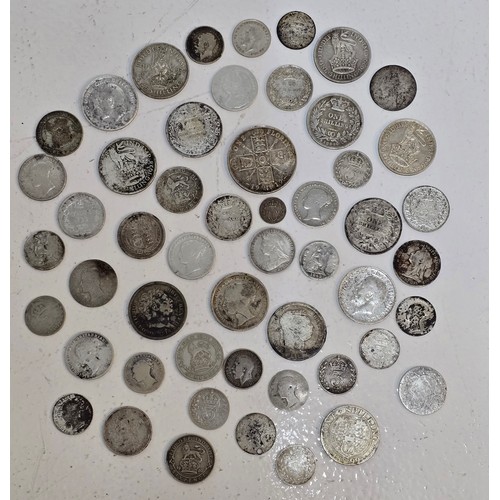 28 - A collection of Pre 1920 British Silver Coinage George III - George V, various denominations and con... 