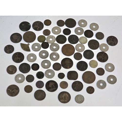 63 - Mixed World coins to include William III, George I, II, III, IV, William IV, and Victorian copper co... 