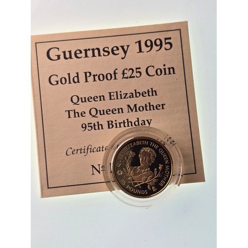 84 - United Kingdom - Elizabeth II (1952-2022), Gold Proof 1995 £25, commemorating the 95th birthday of Q... 