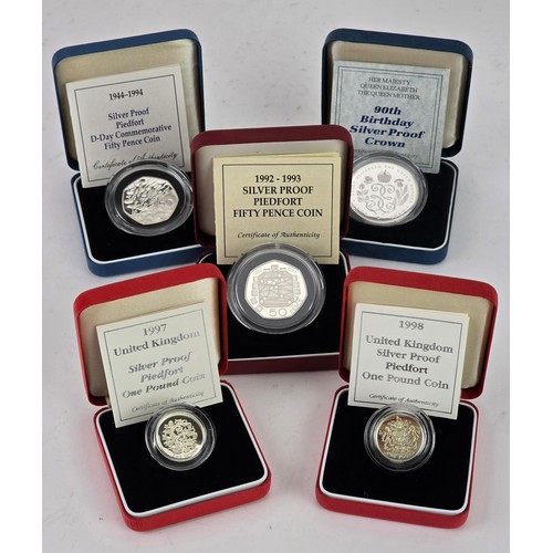 94 - Royal Mint - Silver Proof Piedfort Coins to include, Dual Date 1992/1993, and 1994 D-Day 50 Pence, 1... 