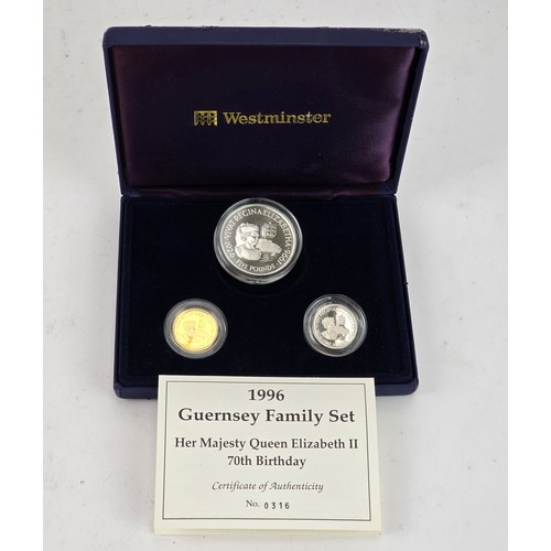 96 - Westminster - 1996 Guernsey Family Set, to commemorate the 70th Birthday of Queen Elizabeth II, comp... 