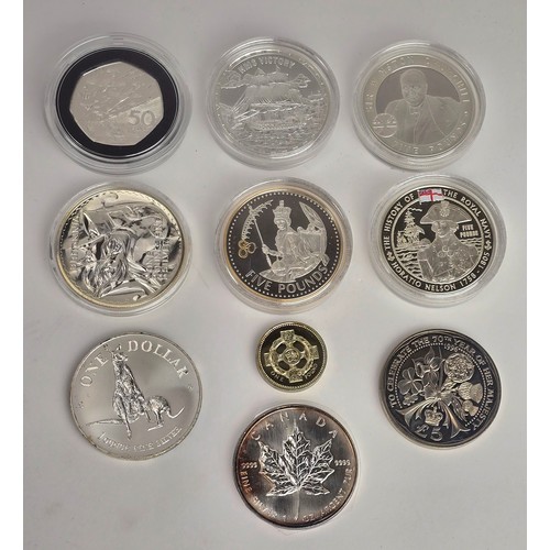 99 - A collection of mixed Silver Proof and other commemoratives to include, D-Day 50 Pence, 2003 1oz Bri... 