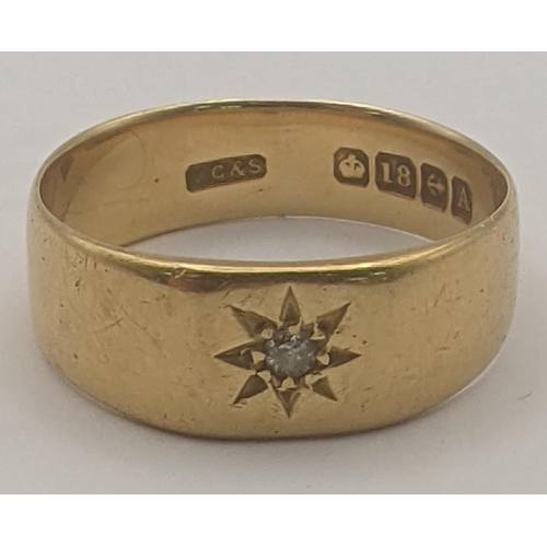 12 - An 18ct yellow gold starburst gypsy ring set with a diamond 4.4g
Location:RING2
If there is no condi... 