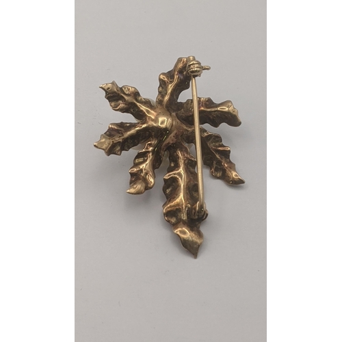 172 - A yellow metal brooch in the form of a leaf, set with pearls, tested as 9ct, 6.2g
Location:CAB5
If t... 