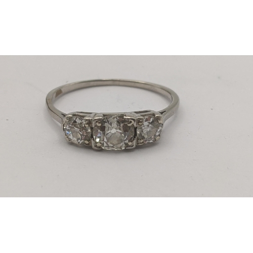 173 - A three stone old cut diamond and platinum ladies ring, size P, 2.6g
Location:CAB1
If there is no co... 