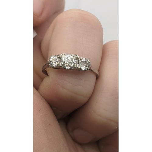 173 - A three stone old cut diamond and platinum ladies ring, size P, 2.6g
Location:CAB1
If there is no co... 