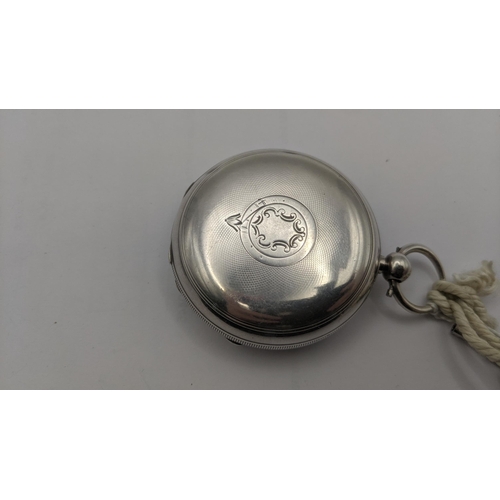 176 - A Victorian silver open faced pocket watch with key, hallmarked Birmingham 1893
Location: C3
If ther... 