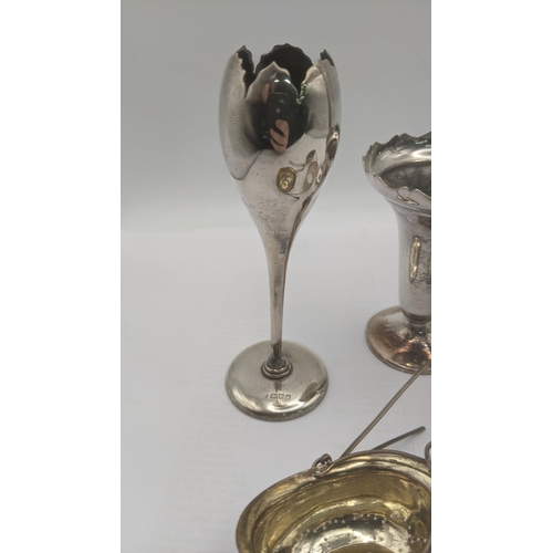 24 - Mixed silver and silver plated to include a pair of silver sugar tongs and napkin ring 53g, silver b... 