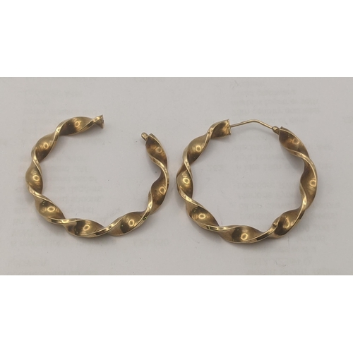 32 - A pair of  9ct yellow gold twisted hoop earrings one A/F, total weight 5.2g
Location:CAB6
If there i... 