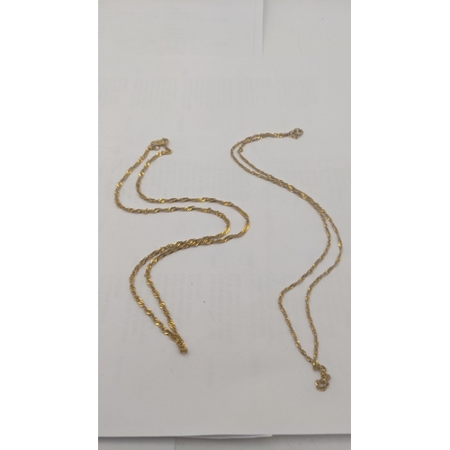 88 - A 22ct yellow gold twisted SHE chain necklace 41cm, 4.2g together with a 9ct yellow gold example A/F... 