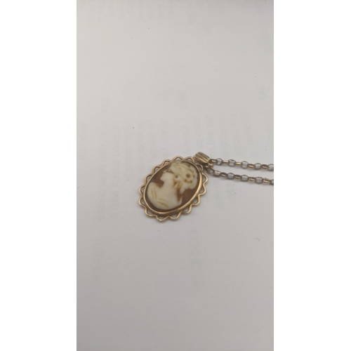 96 - A cameo pendant set in a 9ct yellow gold mount on a 9ct yellow gold chain 3.3g
Location:CAB6
If ther... 