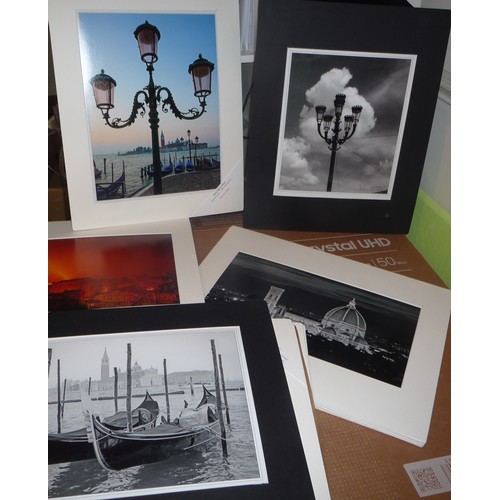 322 - Over 20 mounted colour and black & White photographs of Venice and Venetian life by celebrated photo... 