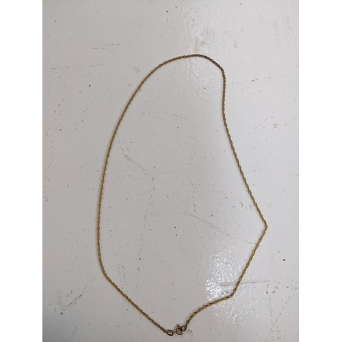 283 - Two 9ct gold chain link necklaces and a 9ct gold gate link bracelet, 4.6g
Location: RING 2
If there ... 